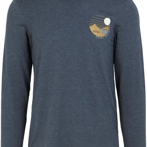 BRAND NEW REGATTA MEN'S MAYLOW LONG SLEEVE GRAPHIC T SHIRT IN DARK NAVY MARL SIZE 3XL
