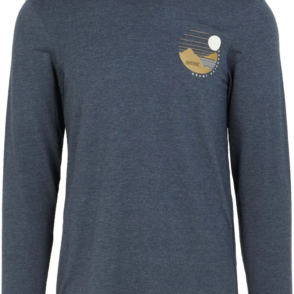 BRAND NEW REGATTA MEN'S MAYLOW LONG SLEEVE GRAPHIC T SHIRT IN DARK NAVY MARL SIZE 3XL