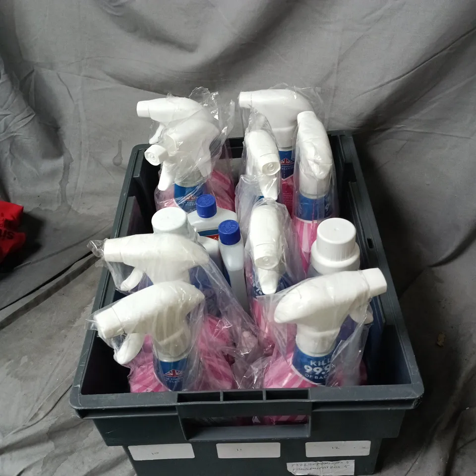 APPROXIMATELY 12 ASSORTED HOUSEHOLD ITEMS INCLUDING FRESH CARE LENS CLEANER, CALGON POWER GEL, ASTONISH SURFACE CLEANER AND ANTI CALC LIQUID