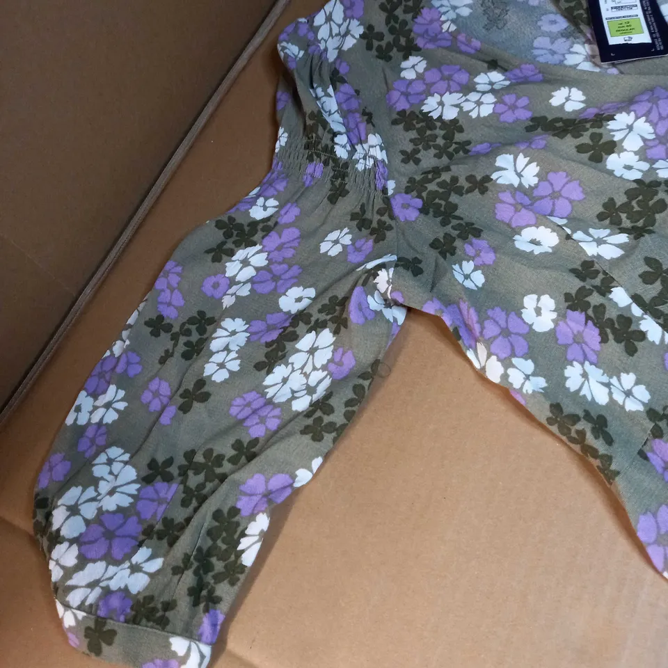 M&S KHAKI/FLORAL PRINT MAXI DRESS - SIZE 12