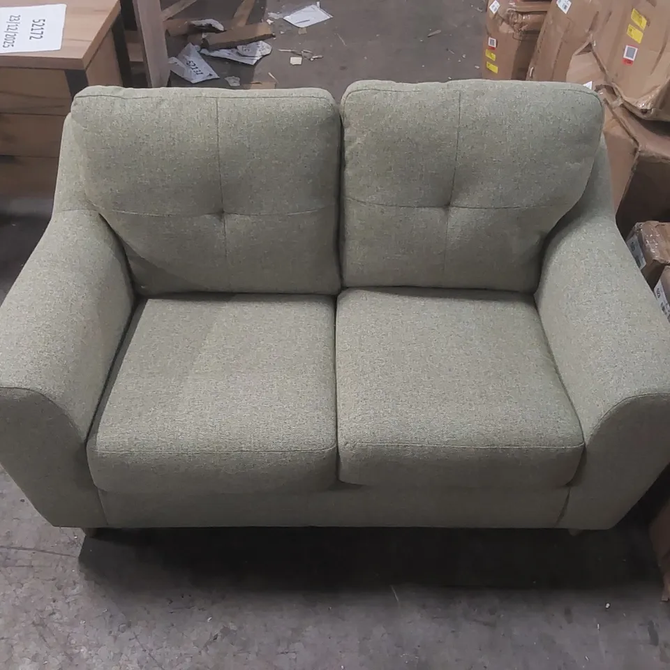 QUALITY DESIGNER ESPITIA 2 SEATER FABRIC UPHOLSTERED SOFA IN SAGE