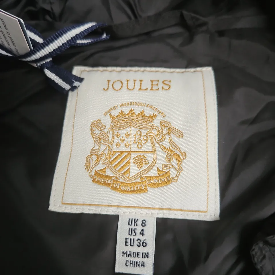 JOULES WOMEN'S BLACK QUILTED PUFFER GILET WITH HOOD, UK 8 (US 4, EU 36)