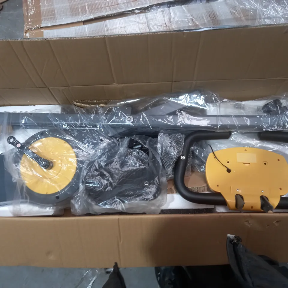 BOXED DAVINA FITNESS FOLDING MAGNETIC EXERCISE BIKE, YELLOW [COLLECTION ONLY]