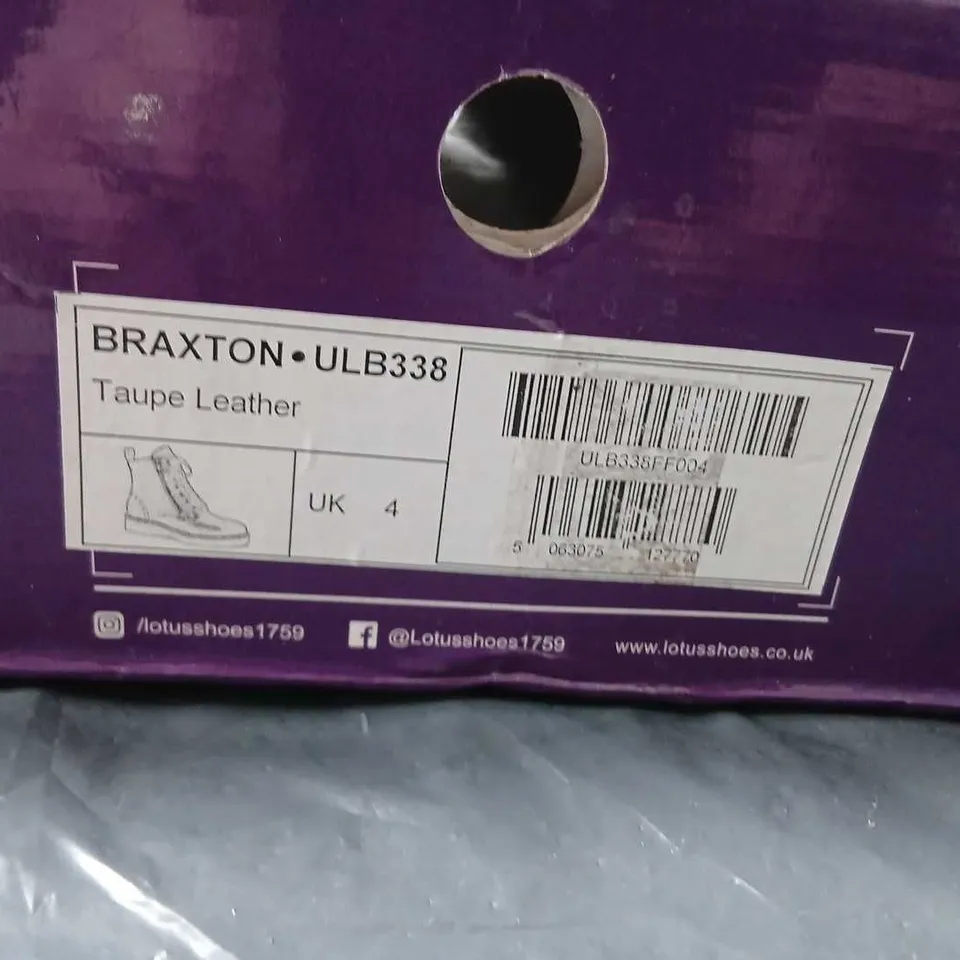LOTUS UK 4 BRAXTON ULB338 TAUPE LEATHER ANKLE BOOTS 