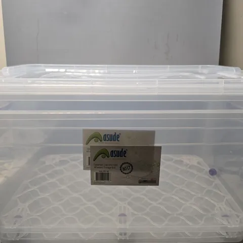 SET OF 2 ASUDE WHEELED STORAGE BOX 80L