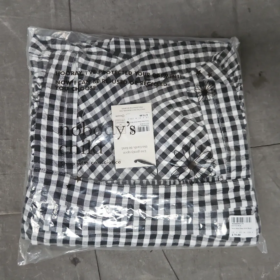 NOBODY'S CHILD CHECK NOVA MINI DRESS IN BLACK/WHITE SIZE UK 8