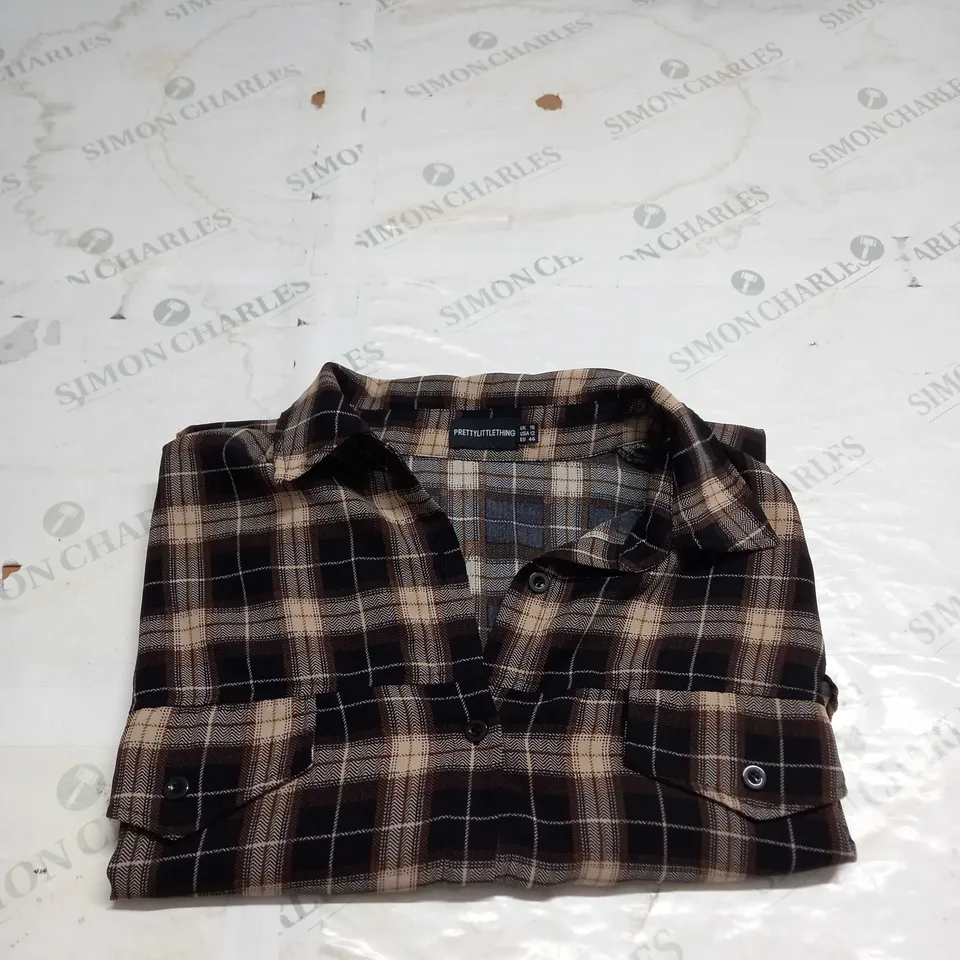 PRETTY LITTLE THING CHECKERED OVERSHIRT - SIZE 16