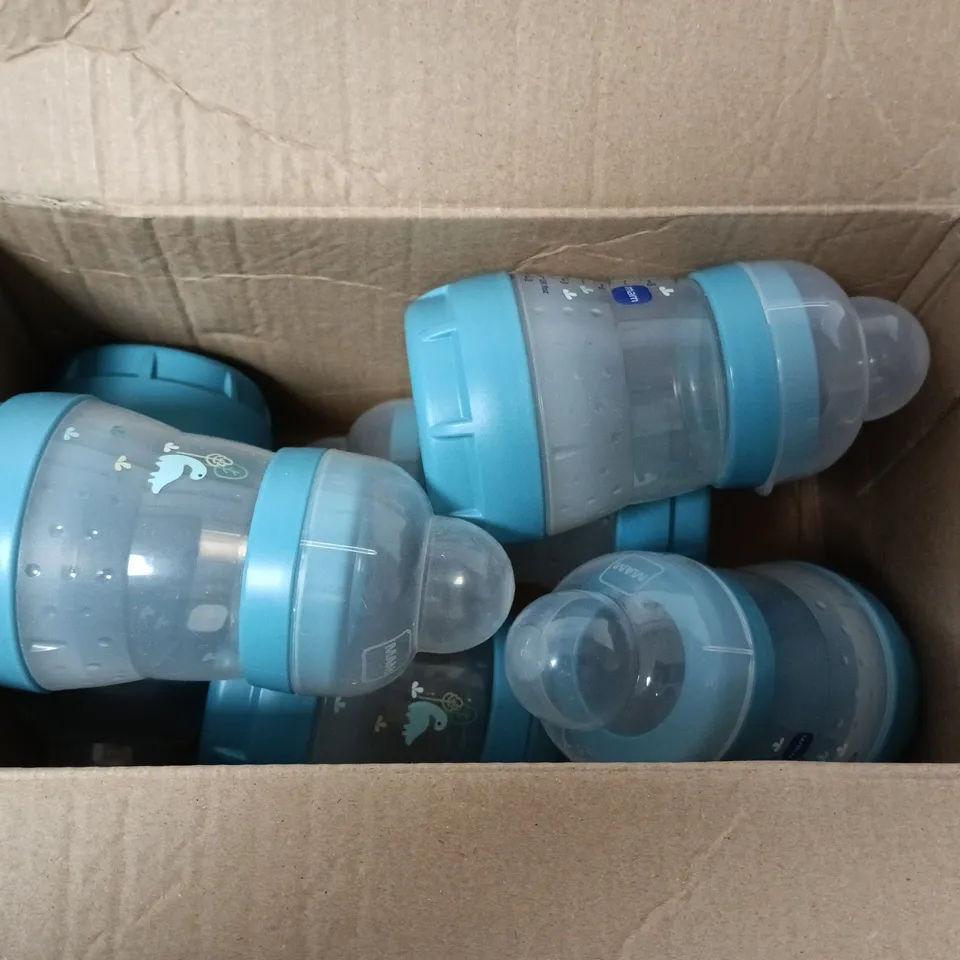 BOX OF APPROX 6 MAM BABY BOTTLES 