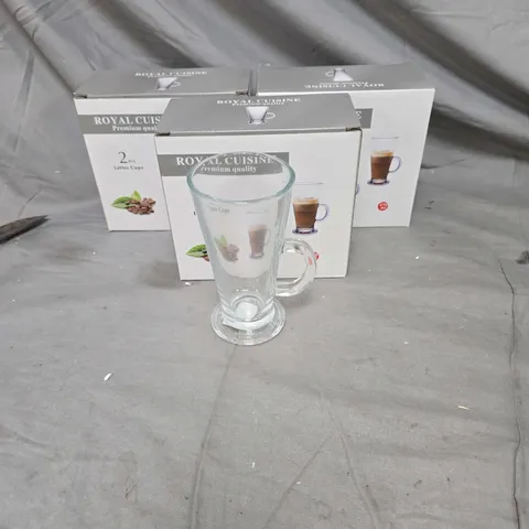 ROYAL CUISINE GLASS LATTE CUPS – SET OF 3 BOXED SETS (2 PER BOX)
