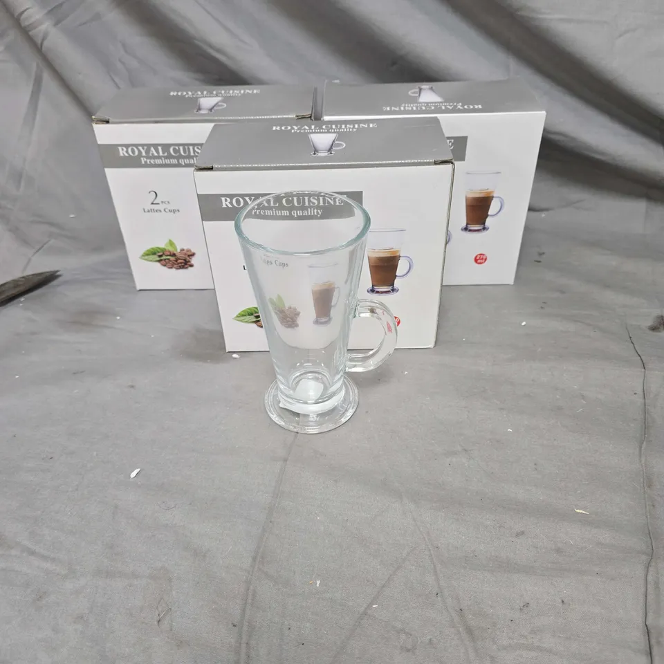ROYAL CUISINE GLASS LATTE CUPS – SET OF 3 BOXED SETS (2 PER BOX)