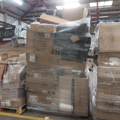 PALLET CONTAINING A LARGE QUANTITY OF ASSORTED CONSUMER PRODUCTS INCLUDING: BATHROOM MIRROR CABINET, CHAIR, DISTILLER, BATHROOM MIRROR ECT