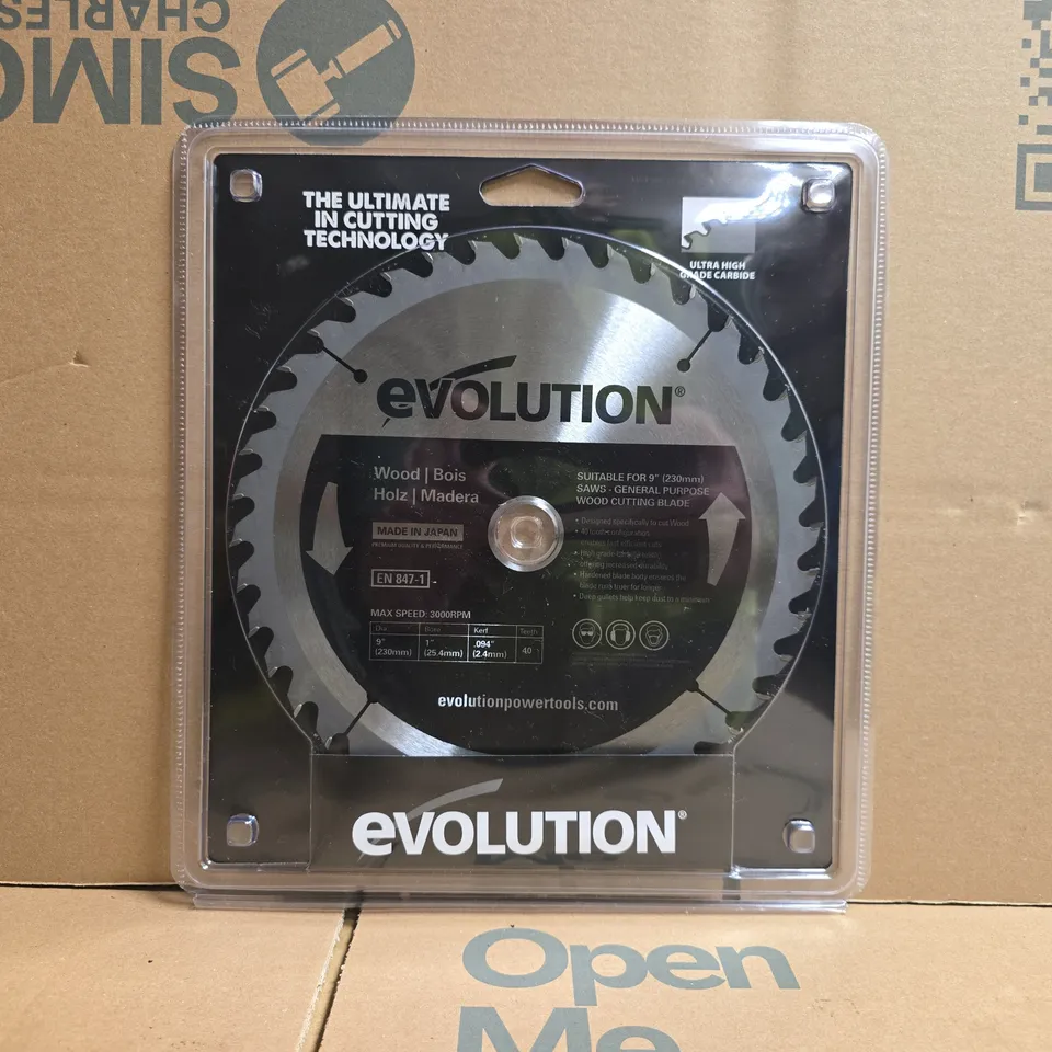 EVOLUTION POWER TOOLS ULTRA HIGH GRADE CARBIDE GENERAL PURPOSE WOOD CUTTING CIRCULAR SAW BLADE - SUITABLE FOR 9" (230MM) SAWS