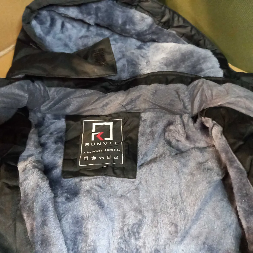RUNVEL BLACK BORG LINED HOODED JACKET/COAT - 3XL