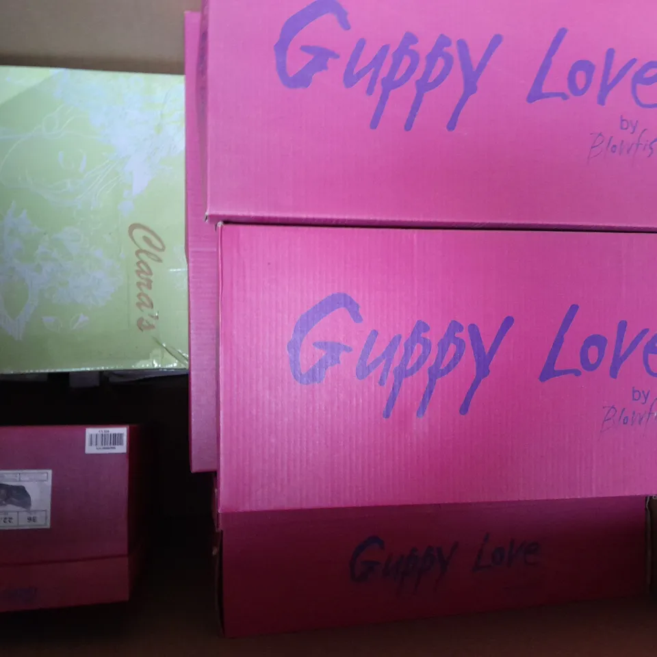 BOX OF APPROXIMATELY 10 ASSORTED PAIRS OF SHOES IN VARIOUS STYLES AND SIZES TO INCLUDE GUPPY LOVE, LILLEY, ETC