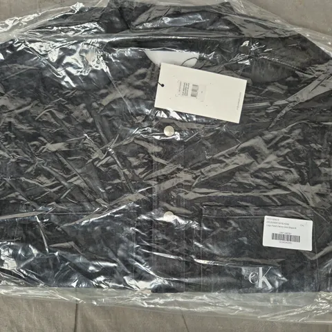 CALVIN KLEIN JEANS LOGO PATCH DENIM SHIRT IN BLACK SIZE MEDIUM