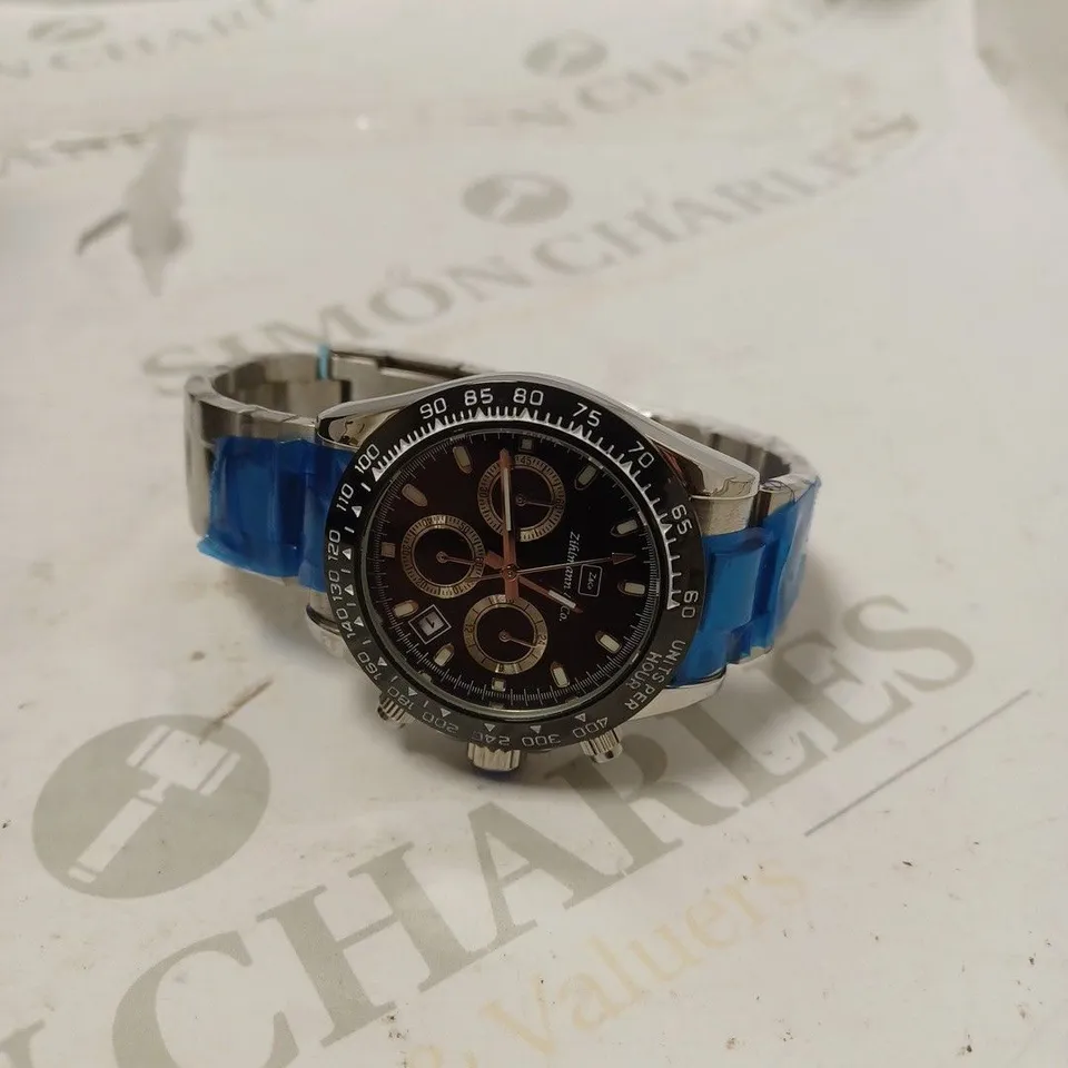 MENS ZIHLMANN & CO Z400 WATCH – CHRONOGRAPH MOVEMENT – STAINLESS STEEL STRAP – BLACK DIAL – 3ATM WATER RESISTANT 