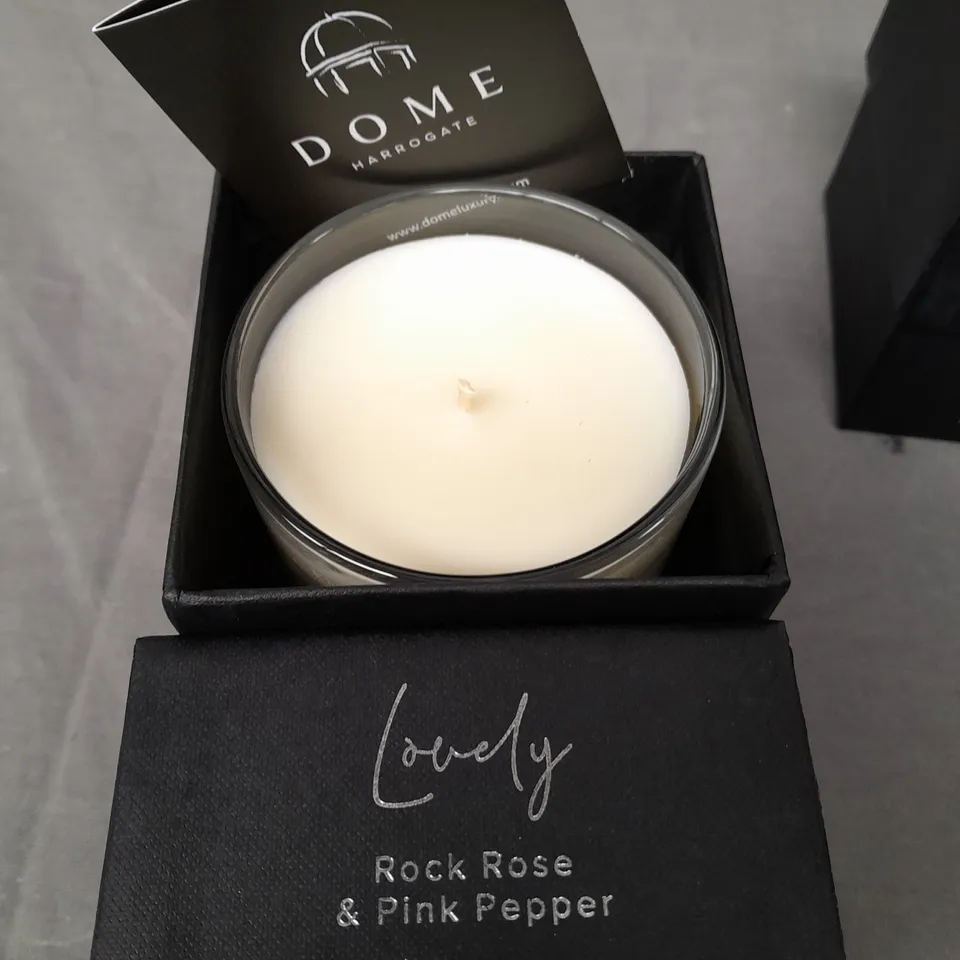 BOXED DOME HARROGATE ROCK ROSE AND PINK PEPPER SCENTED CANDLE