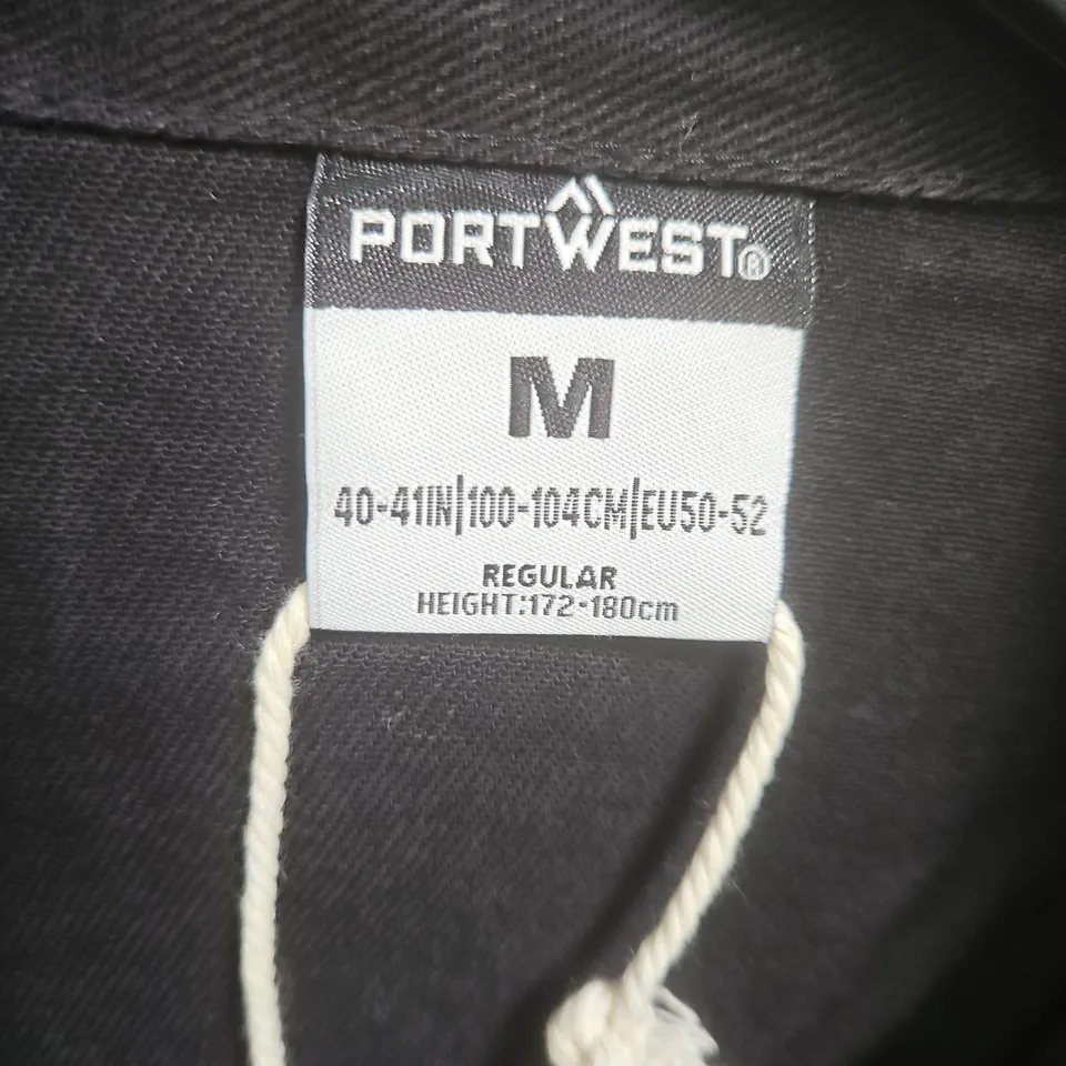 PORTWEST BLACK COVERALL / BOILER SUIT, SIZE M