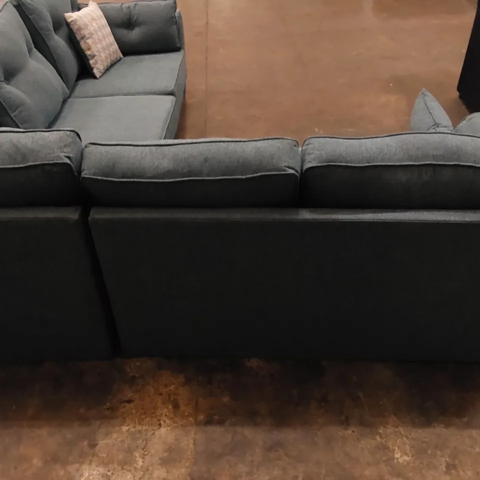 QUALITY DESIGNER L SHAPED SOFA BLUE FABRIC 