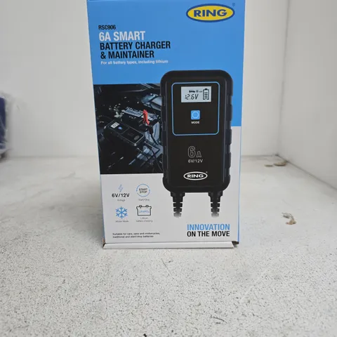 RING 6A SMART BATTERY CHARGER AND MAINTAINER BOXED