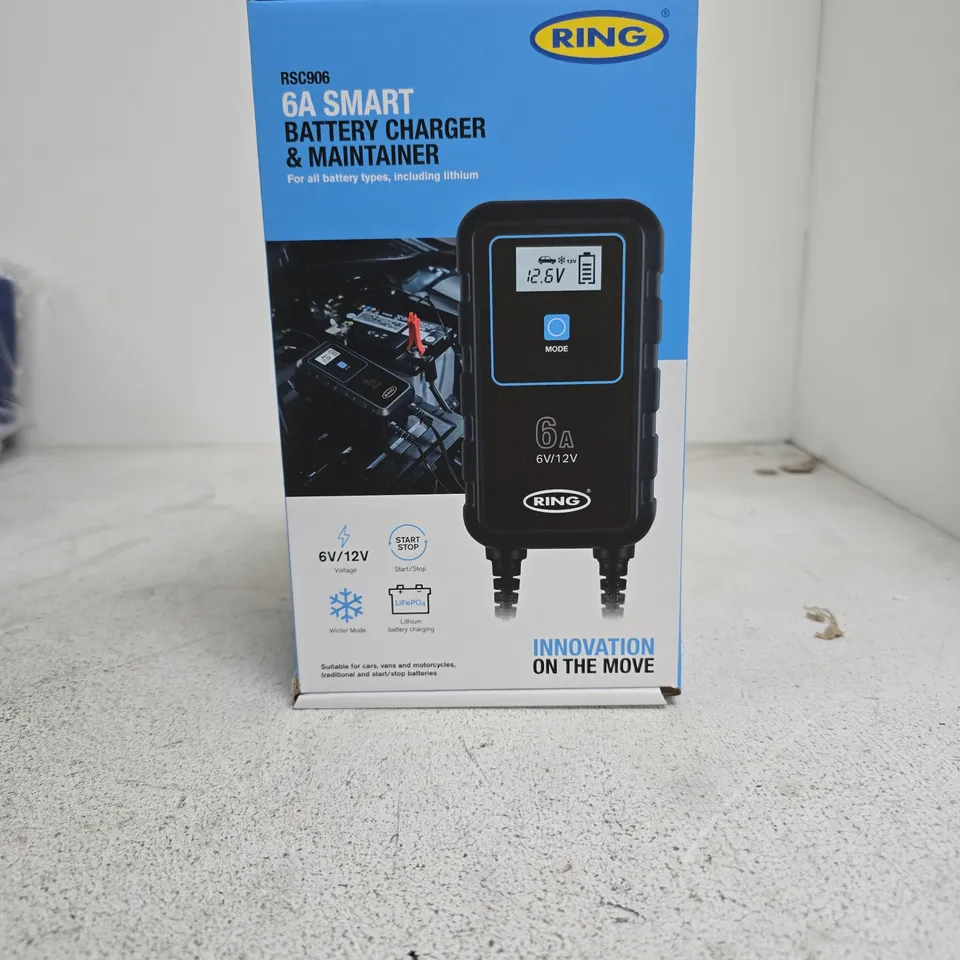 RING 6A SMART BATTERY CHARGER AND MAINTAINER BOXED