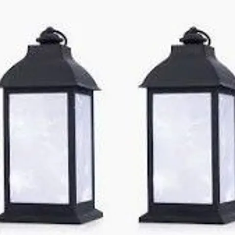 HOME STORIES SET OF 2 INDOOR / OUTDOOR LED EFFECT LANTERNS