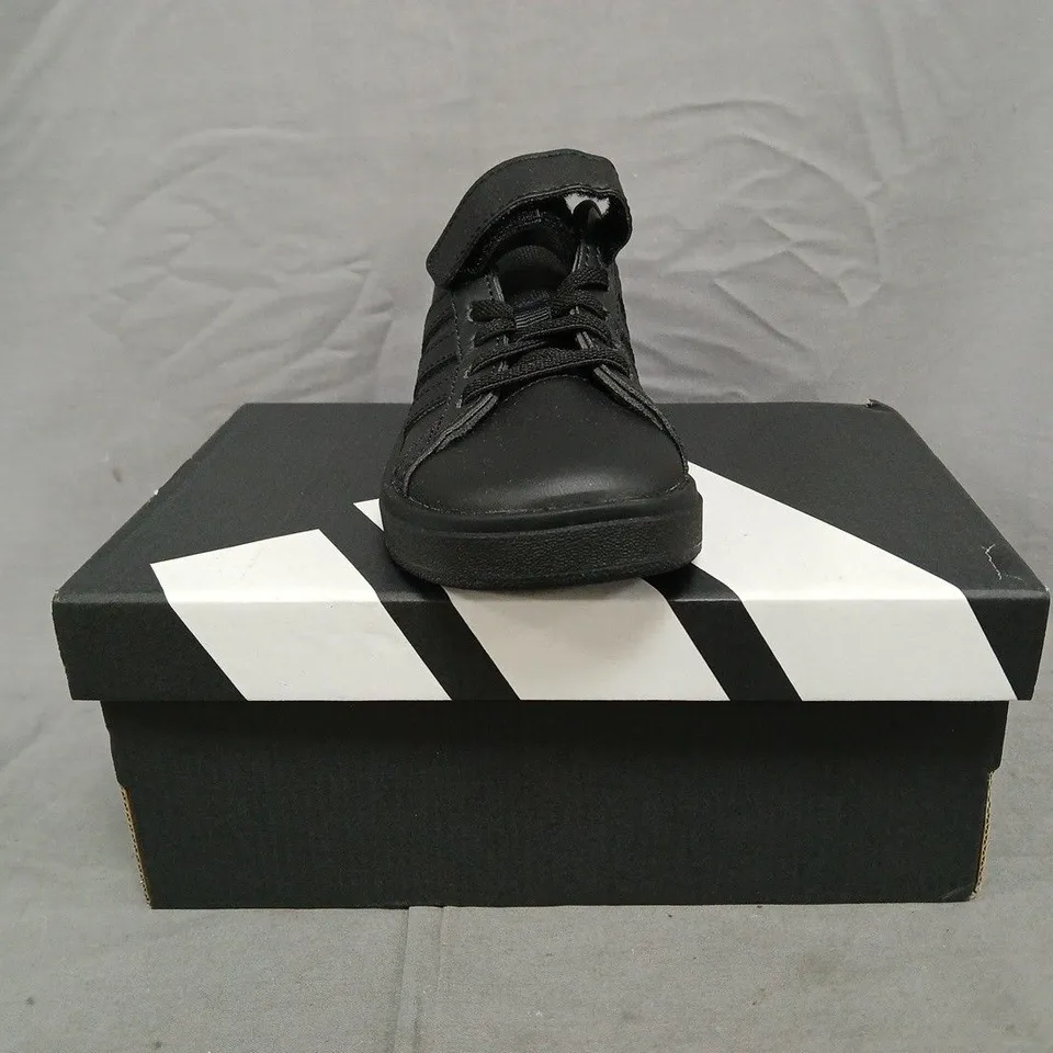 BOXED PAIR OF ADIDAS GRAND COURT 2.0 EL KID'S SHOES IN BLACK SIZE UK 11
