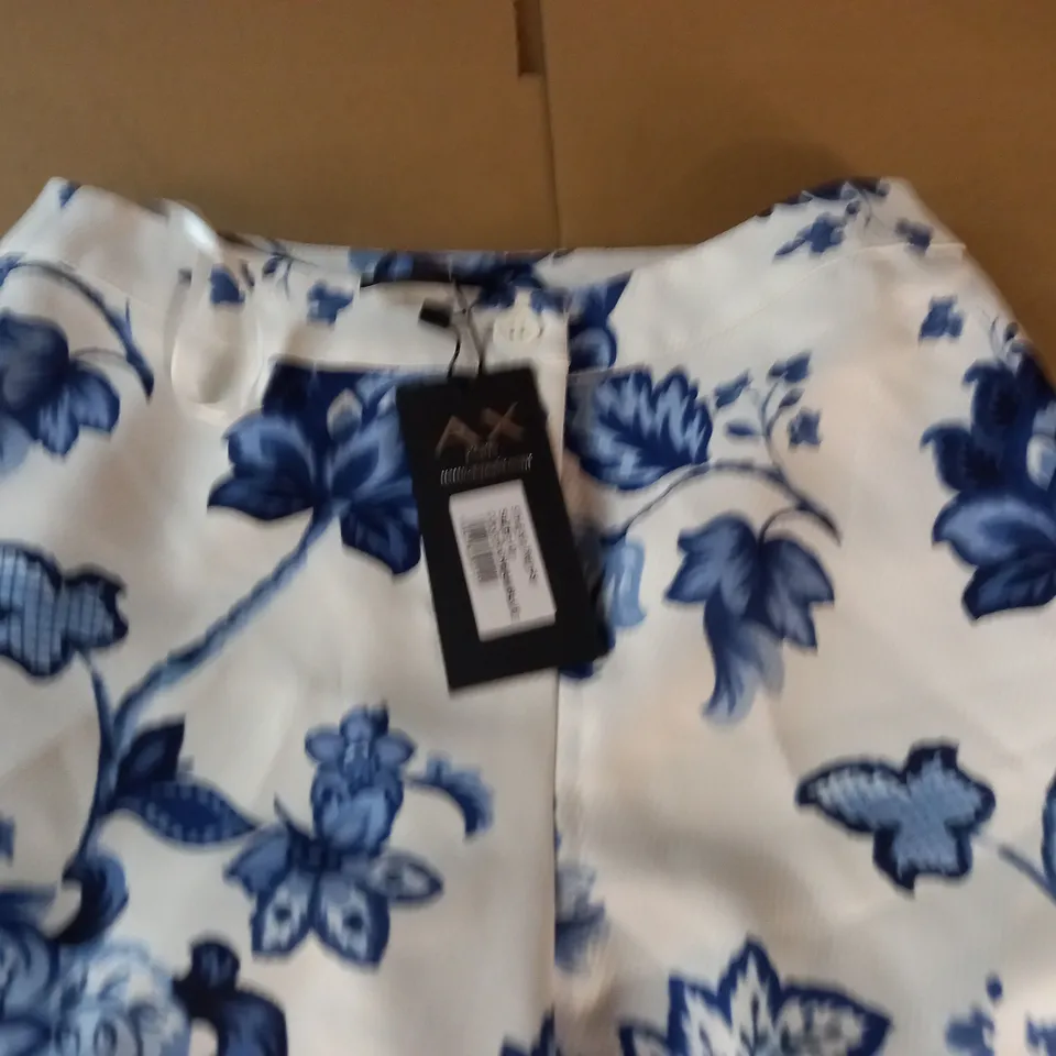 AX PARIS WHITE WITH BLUE FLORAL TROUSERS - 10
