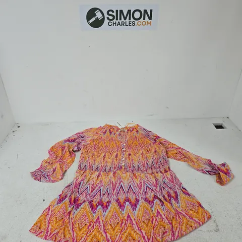 MODFLOWER WOMEN'S DRESS β UK 16 (EU 47, US 12) β MULTICOLOUR ZIGZAG PRINT
