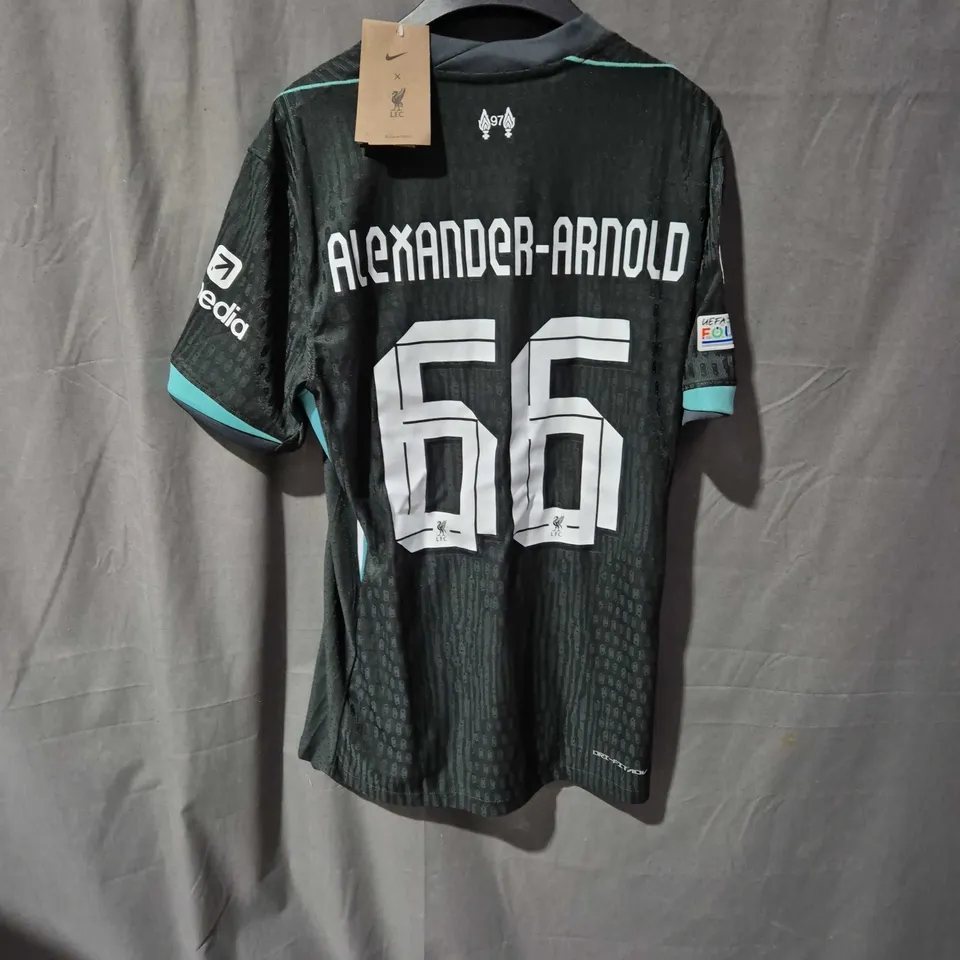 LIVERPOOL FC NIKE FOOTBALL SHIRT – ALEXANDER-ARNOLD 66 – XL – BLACK/TEAL AWAY KIT