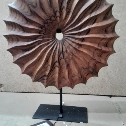 BOXED WESTO SCULPTURE BROWN WOOD AND BLACK METAL