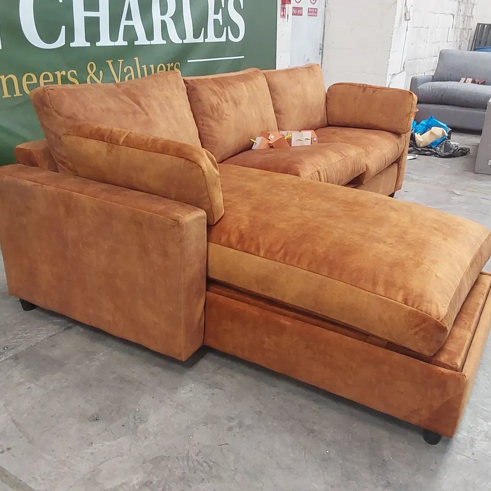 QUALITY DESIGNER VELVET CORNER STORAGE SOFA BED
