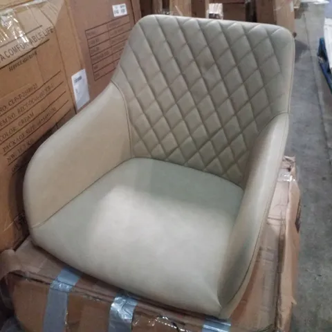 BOXED SET OF TWO MOREE PU LEATHER DINING CHAIRS - BEIGE 