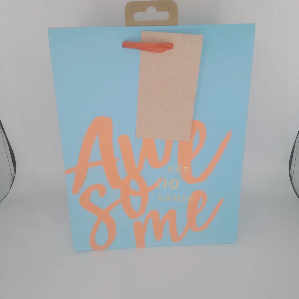 APPROXIMATELY 249 PACKS OF 8 BRAND NEW GEORGE HOME 'AWESOME HAS NO LIMITS' BLUE GIFT BAGS