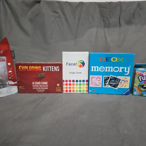 BOX OF APPROX 12 ASSORTED TOYS TO INCLUDE - FURBY FURBLETS , GEOX MEMORY , FACET5 IMAGE CARDS ETC