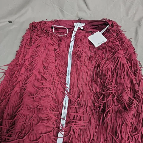 ARRANGE FRINGE-TEXTURE ASYMMETRIC MAXI CO-ORD SKIRT – OXBLOOD - 12