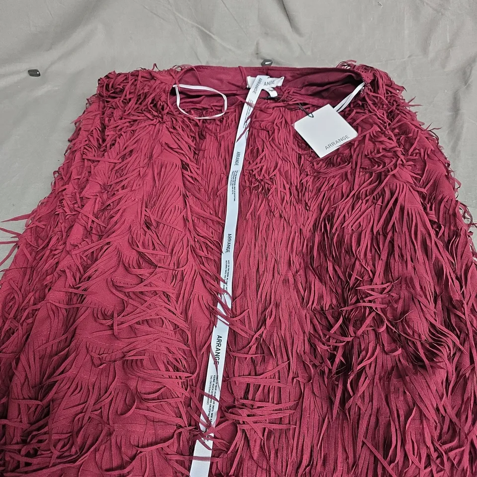 ARRANGE FRINGE-TEXTURE ASYMMETRIC MAXI CO-ORD SKIRT – OXBLOOD - 12