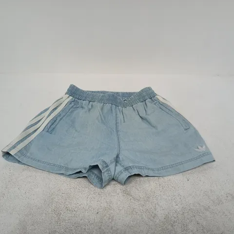 ADIDAS LIGHT BLUE/WHITE SHORTS UK XS