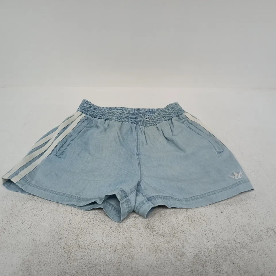 ADIDAS LIGHT BLUE/WHITE SHORTS UK XS