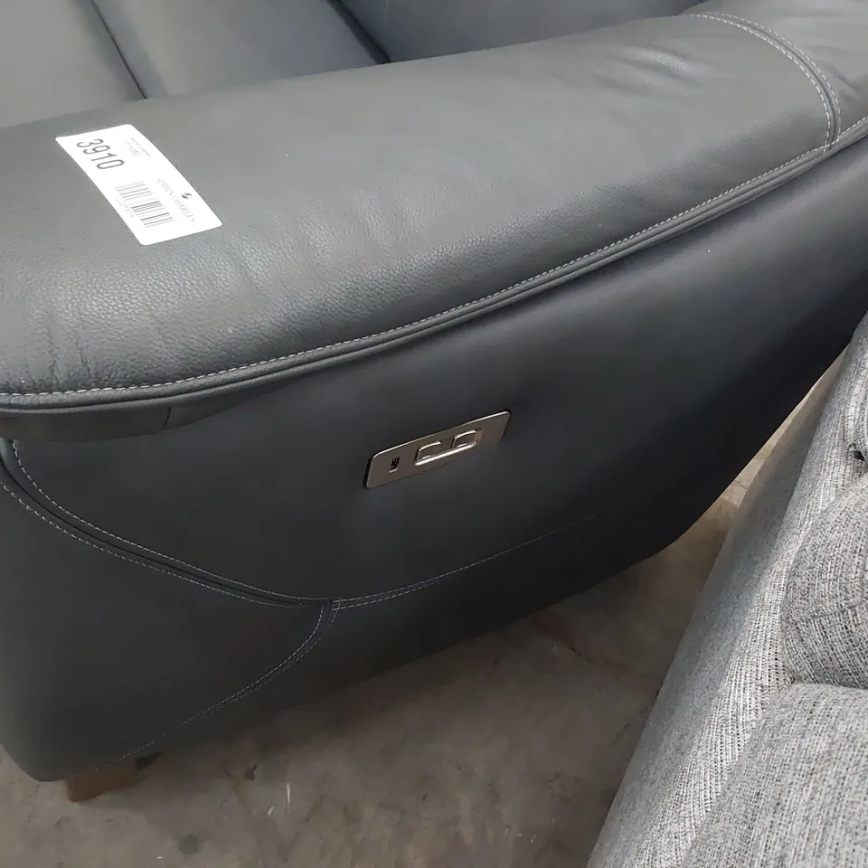 QUALITY BRITISH DESIGNER G PLAN JACKSON POWER RECLINING THREE SEATER SOFA CAMBRIDGE PETROL BLUE LEATHER 