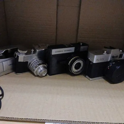 SET OF 4 VINTAGE 35MM FILM CAMERAS, INCLUDING OLYMPUS TRIP XB400, ROYAL CAMERA, COSMIC CYMBOL AND COMET S BECINI