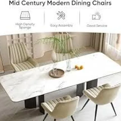 BOXED DINING CHAIRS UPHOLSTERED CHAIRS WITH 10CM THICK SEAT CUSHION (SET OF 4) - BEIGE (1 BOX)