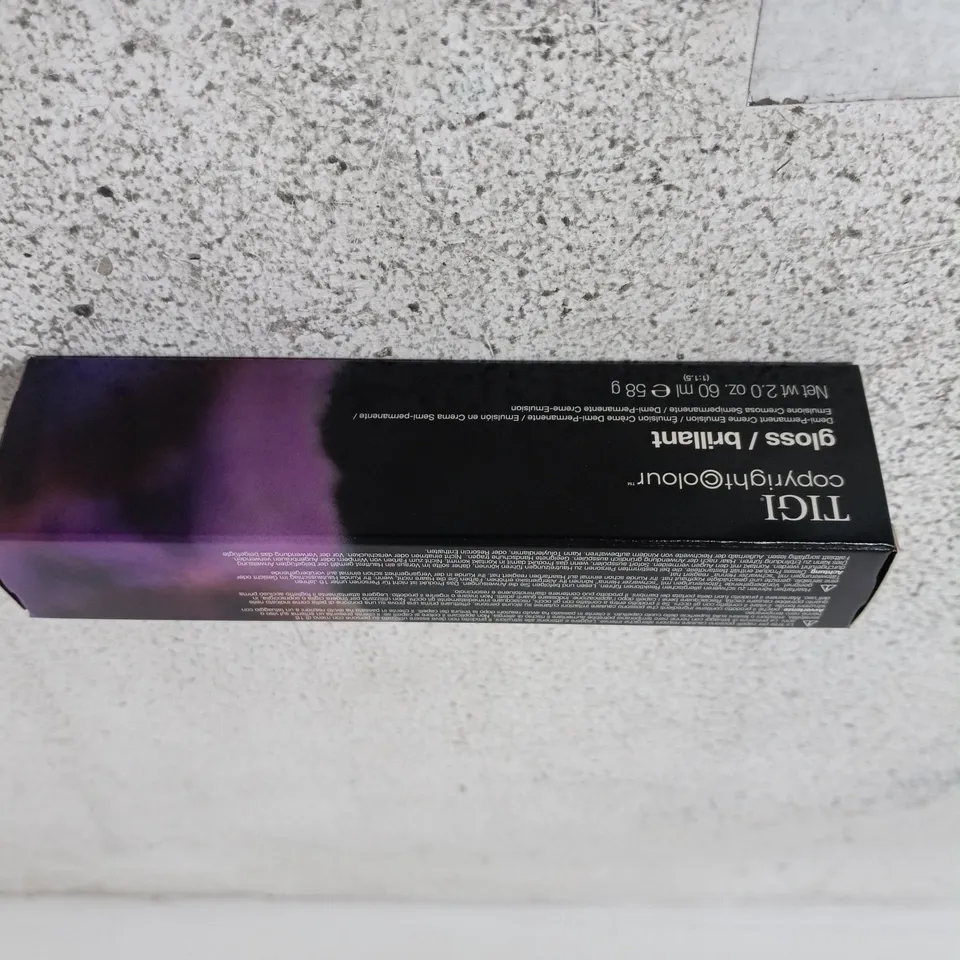 BOX OF APPROXIMATELY 36 X TIGI HAIR GLOSS/BRILLIANT DEMI PERMANENT CREME EMULSION - LIGHT AUBURN VIOLET - 60ML 