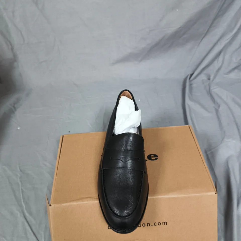 DUNE LONDON BLACK LEATHER PENNY LOAFERS – UK 8 (EU 41)