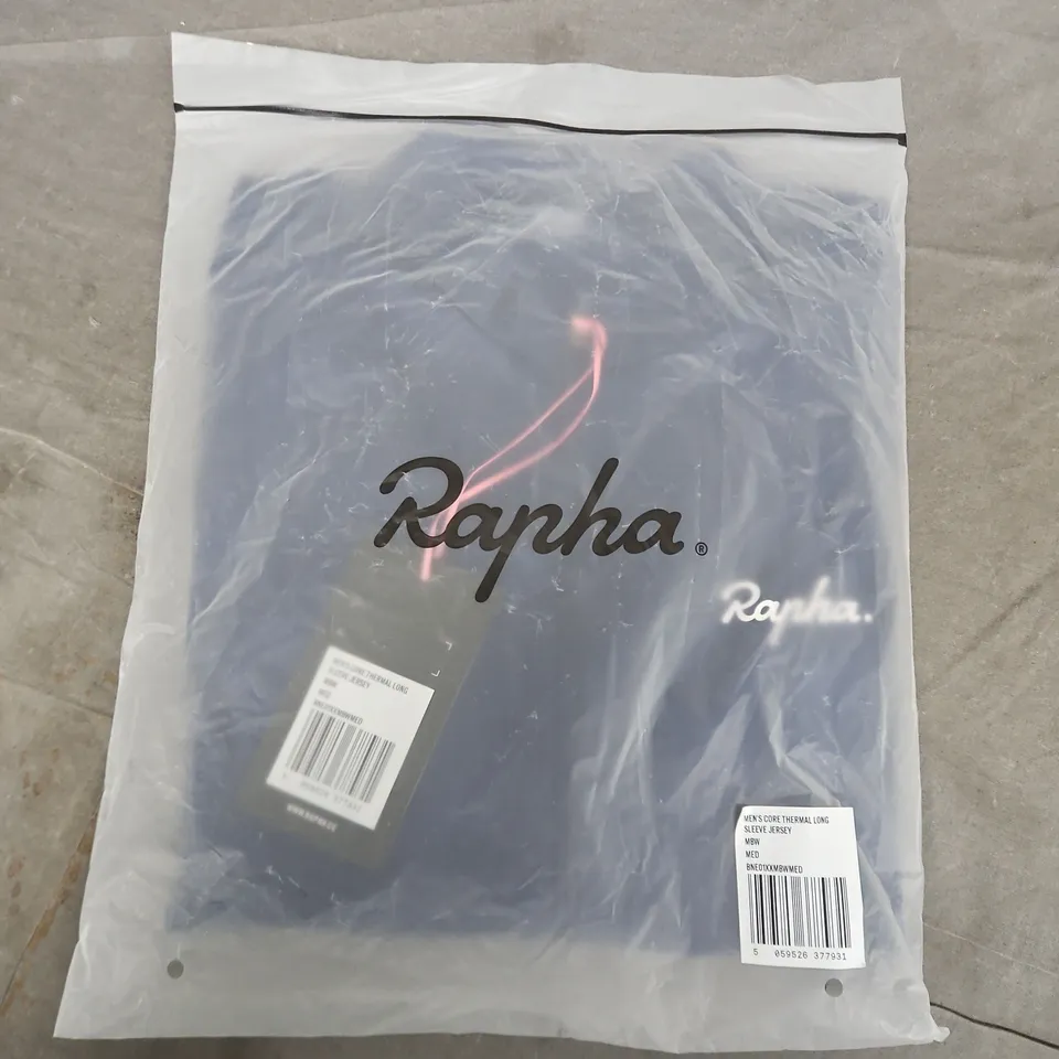 BAGGED RAPHA MENS CORE THERMAL LONG SLEEVE JERSEY IN NAVY - MEDIUM