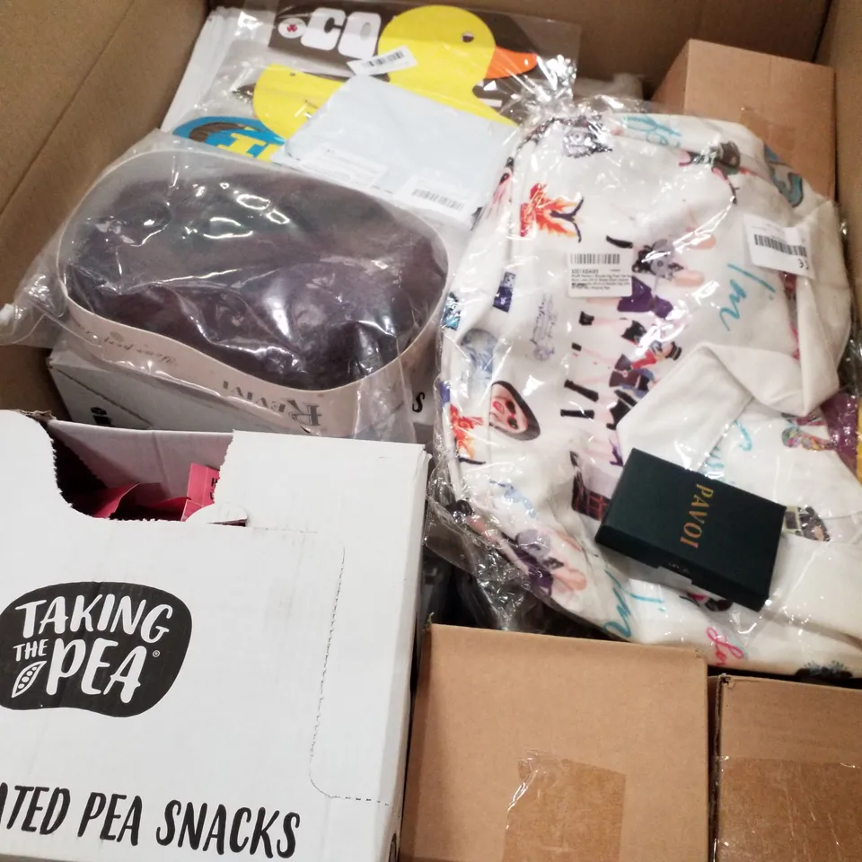 PALLET OF 4 BOXES CONTAINING ASSORTED PRODUCTS INCLUDING MERINO WOOL, PHONE CASE, FLYING SAUCER BALL, TWIGG BOOK, NON-STICK FRYING PAN, TV ANTENNA 