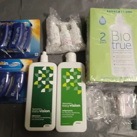 LOT OF ASSORTED HEALTH ITEMS TO INCLUDE SYECARE SOLUTIONS, AND NIQUITIN LOZENGES