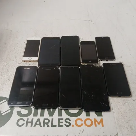 10 X ASSORTED DAMAGED SMARTPHONES IN VARIOUS MODELS TO INCLUDE SAMSUNG & APPLE