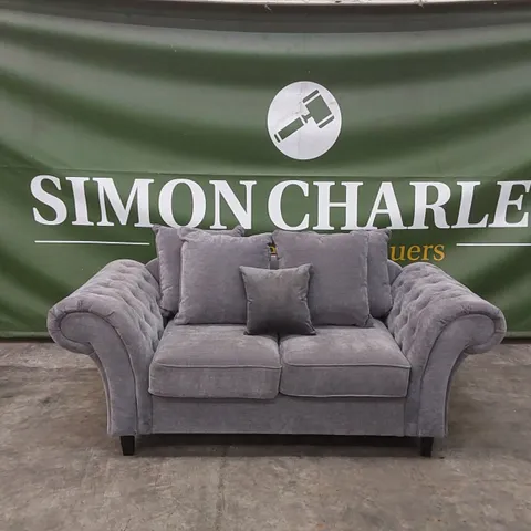 WINDSOR 2 SEATER FABRIC SCATTER BACK SOFA - GREY