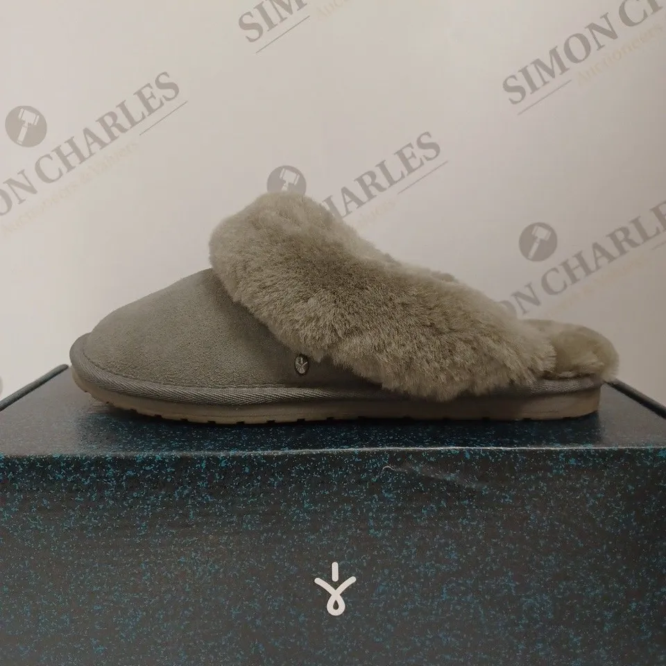 BOXED EMU NEST JOLIE SHEEPSKIN SLIPPERS, CHARCOAL - SIZE 6